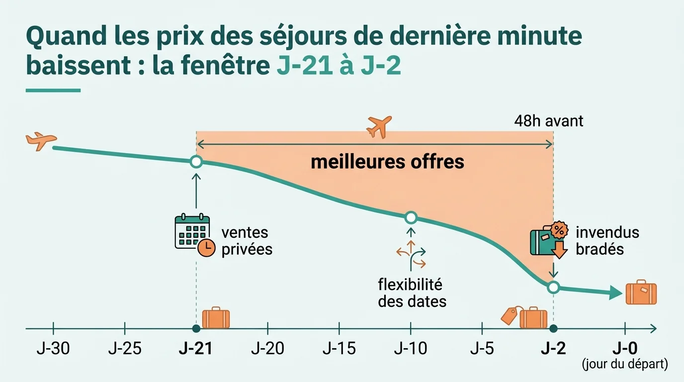 Quand les prix des séjours de dernière minute baissent : la fenêtre J-21 à J-2